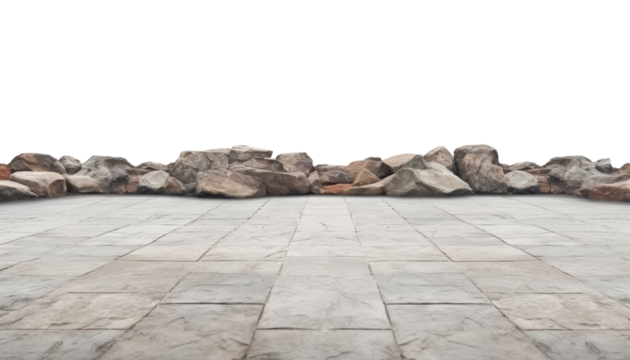 gray stone floor isolated on transparent background cutout