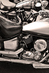 Motorcycle engine chrome tubes texture background