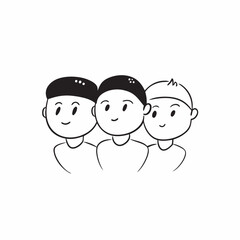 Teamwork Trio Silhouette: 3 Employees Head and Shoulders Vector Illustration - SVG, Cricut, Clipart, T-shirt Design