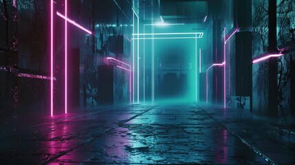Neon Glow in a Dark Alley