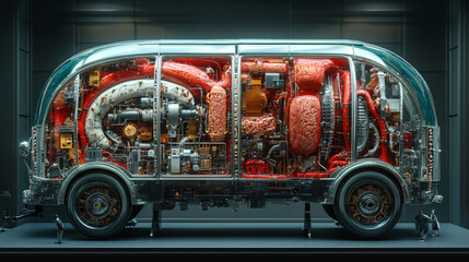 3d illustraion of futuristic Hatchback car with fatty state.