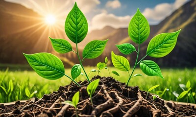 green sprout in the ground