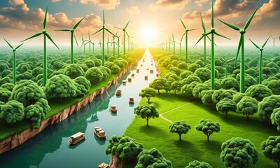 landscape with river and grass