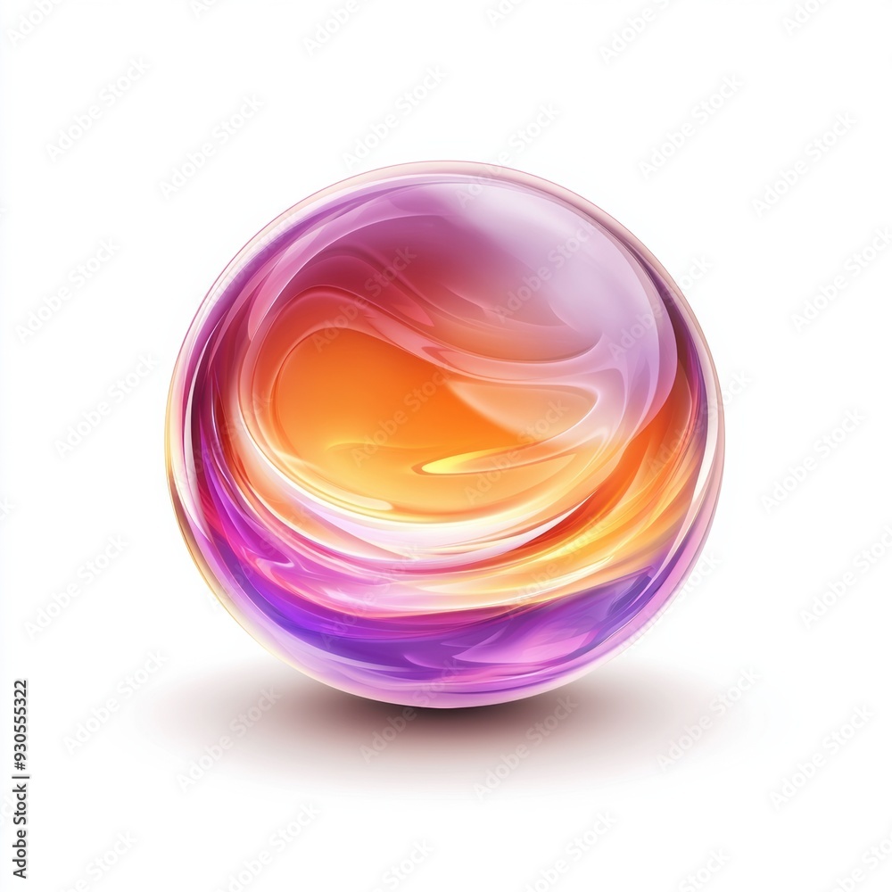 Sticker a glass ball with a swirl of colors on it, ai