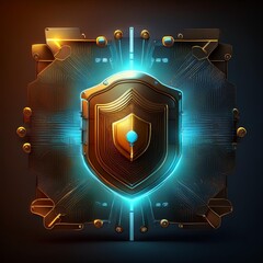 Digital wallet icon with a shield, symbolizing protection against fraud and unauthorized access