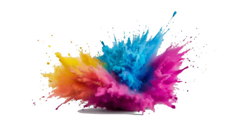 Vector colorful vibrant rainbow, smoke and cloud holi paint color powder explosion with bright colors isolated  on transparent background. Multicolored explosion of rainbow powder paint holi festival 