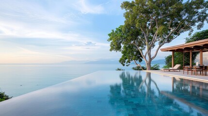 Fototapeta premium A large pool with a dolphin swimming in it