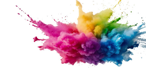 Colorful smoke plume rainbow isolated on transparent background. Image of colorful smoke plume and festive background.