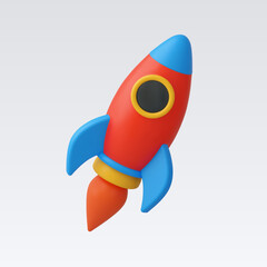 3d Realistic Flying rocket vector illustration