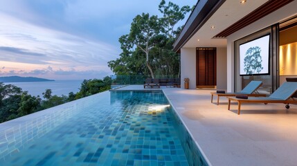 Fototapeta premium A large house with a pool and a patio