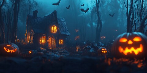 Witch in a Spooky Halloween Forest created by ai