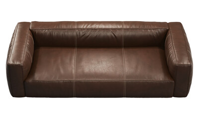Obraz premium Modern brown leather upholstery sofa with. 3d render.