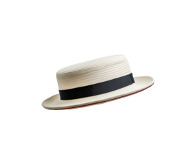 Classic Boater hat. Elegant straw hat. Transparent background PNG. 07