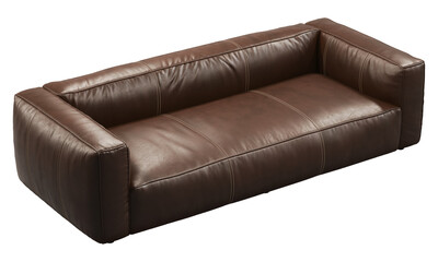 Modern brown leather upholstery sofa with. 3d render.