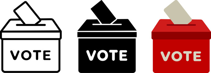 Voting ballot box icon vector. Election vote box, vote sign icon set