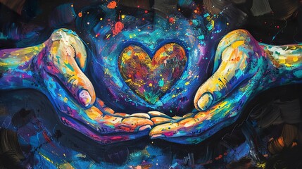 Fototapeta premium Night Life Heart Hands