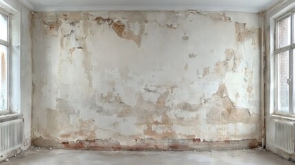   Corner peeling paint and a radiator in room corner