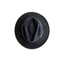 Classic Fedora Hat. Transparent background PNG. Top view angle perspective. 10