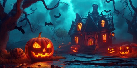 Witch in a Spooky Halloween Forest created by ai