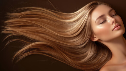 Naklejka premium Beautiful hair. Beauty woman with shiny long hair