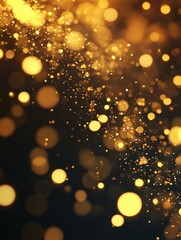 golden christmas particles and sprinkles for a holiday celebration like christmas or new year. shiny golden lights. wallpaper background for ads or gifts wrap and web design