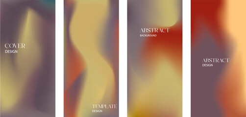 Set of blurred backgrounds,modern abstract blurred color gradient texture patterns, dynamic effect, smooth templates collection for brochures, posters, banners, flyers and cards. Vector illustration