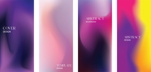 Set of blurred backgrounds,modern abstract blurred color gradient texture patterns, dynamic effect, smooth templates collection for brochures, posters, banners, flyers and cards. Vector illustration