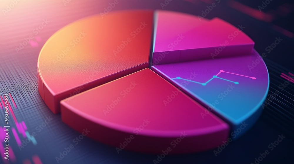 Poster close-up of a 3d pie chart with interactive elements, including hover effects and clickable segments