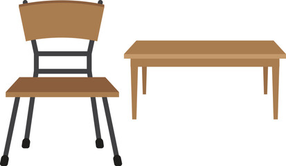 Chair and Table. Furniture Illustration