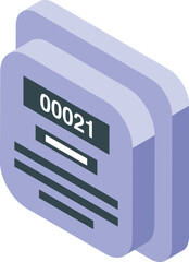 Electric meter showing energy consumption data, isometric view