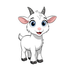 Adorable 3D Cartoon Goat with Big Eyes - High-Detail Vector Illustration for Cricut, SVG, Clipart, and T-Shirt Designs