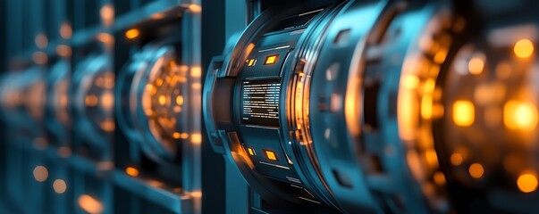 Futuristic technology device with glowing elements and intricate design, representing advanced science and engineering concepts.