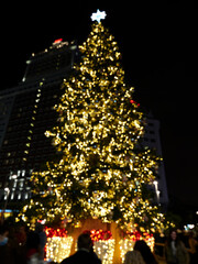 Blurred lights of Christmas tree in Madrid