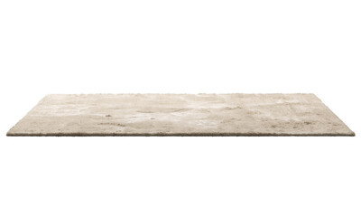 Modern beige throw rug with high pile. 3d render