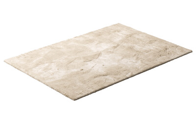 Modern beige throw rug with high pile. 3d render