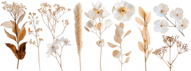 Dried White Flowers and Leaves