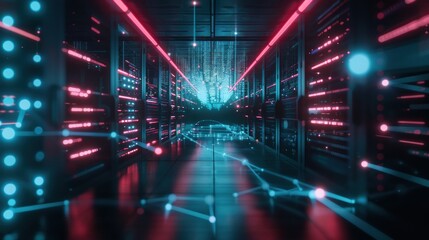 Fototapeta premium Server Room: A Digital Network
