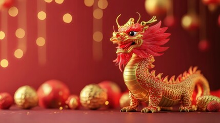 Fototapeta premium Happy new year 2024 year of the dragon. chinese new year of the dragon