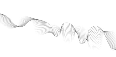 Fototapeta premium White wave curve lines banner background design. Abstract soft wave lines dynamic flowing gray light isolated background. Vector Illustration of the gray pattern of lines. Black stripes on white.
