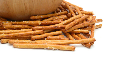 Bread sticks on white background