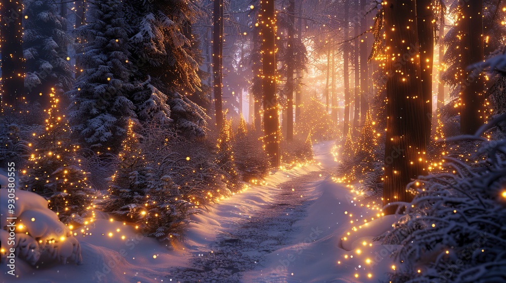 Poster Enchanted Winter Forest Path