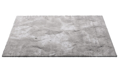 Modern gray throw rug with high pile. 3d render