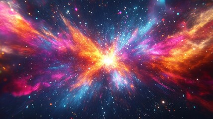 Colorful Space Explosion with Stars