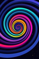 Obraz premium A vibrant, swirling rainbow design creating a mesmerizing spiral effect against a dark background.