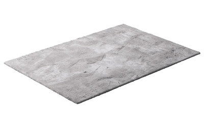 Modern gray throw rug with high pile. 3d render