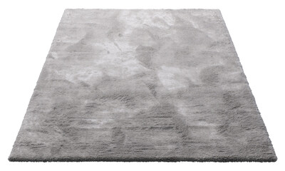Modern gray throw rug with high pile. 3d render