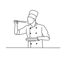 vector hand drawn chef drawing  line art 