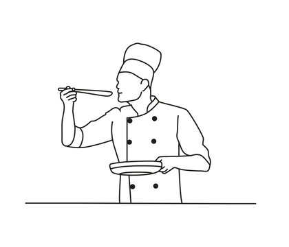 recommend clip art: vector hand drawn chef drawing  line art 