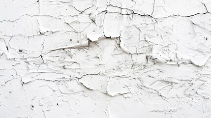 Obraz premium Abstract textured white plaster wall with subtle cracks and a rough surface, featuring minimalist, natural imperfections, ideal for rustic or vintage design backdrops.