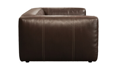 Modern brown leather upholstery loveseat sofa. 3d render.